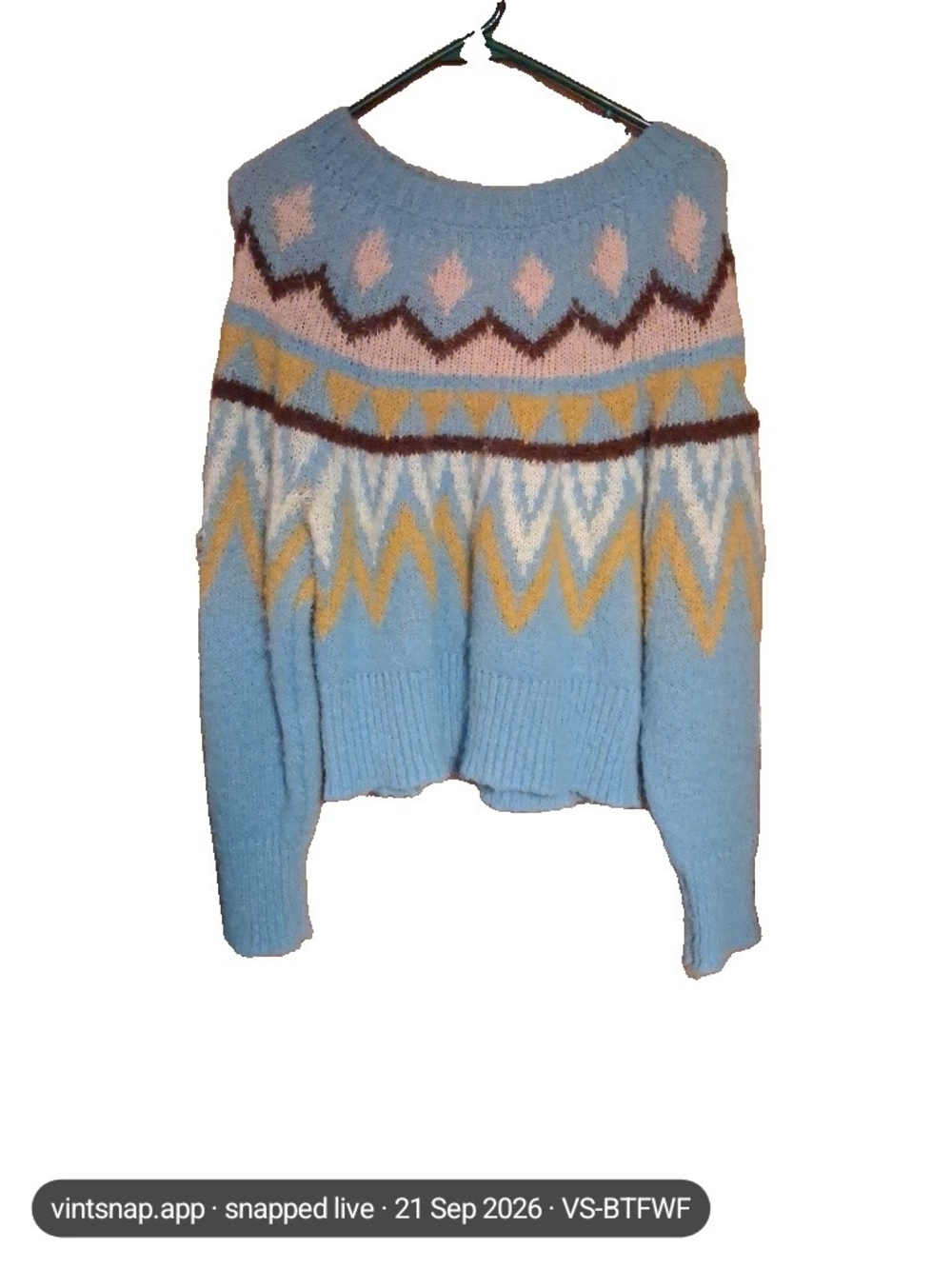 a new day Light Blue Geometric Crewneck Sweater